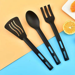 3pcs Silicone Utensil Set Nylon Kitchenware Slotted Turner Spatula Scoop Fork