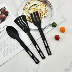 3pcs Silicone Utensil Set Nylon Kitchenware Slotted Turner Spatula Scoop Fork