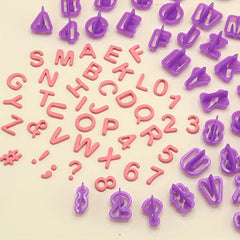 40PCS Purple Alphabet Number Cutter Set Fondant Cake Decorative