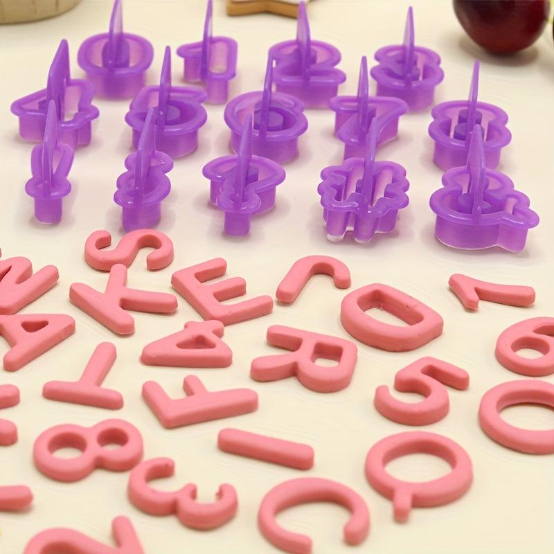 40PCS Purple Alphabet Number Cutter Set Fondant Cake Decorative