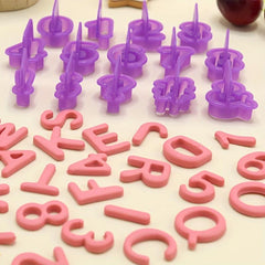 40PCS Purple Alphabet Number Cutter Set Fondant Cake Decorative