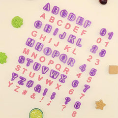 40PCS Purple Alphabet Number Cutter Set Fondant Cake Decorative