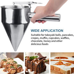 Stainless Steel Batter Funnel with Stand for Baking