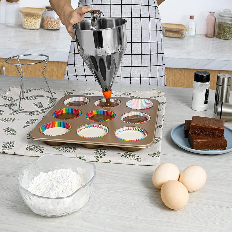 Stainless Steel Batter Funnel with Stand for Baking