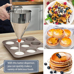 Stainless Steel Batter Funnel with Stand for Baking