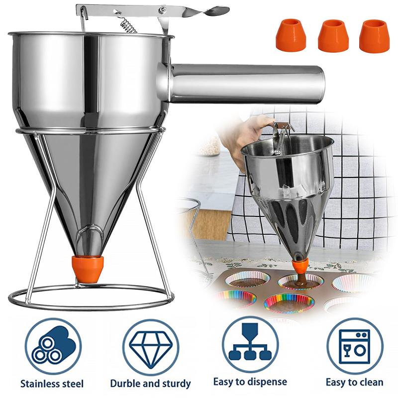 Stainless Steel Batter Funnel with Stand for Baking