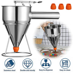 Stainless Steel Batter Funnel with Stand for Baking