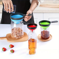 3pcs Wide Mouth Silicone Collapsible Funnel Kitchen Gadget Set
