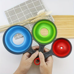 3pcs Wide Mouth Silicone Collapsible Funnel Kitchen Gadget Set
