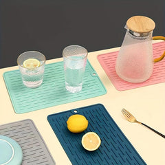 2pcs Dish Drying Pad Kitchen Countertop Absorbent Mat Soft Diatom Mud
