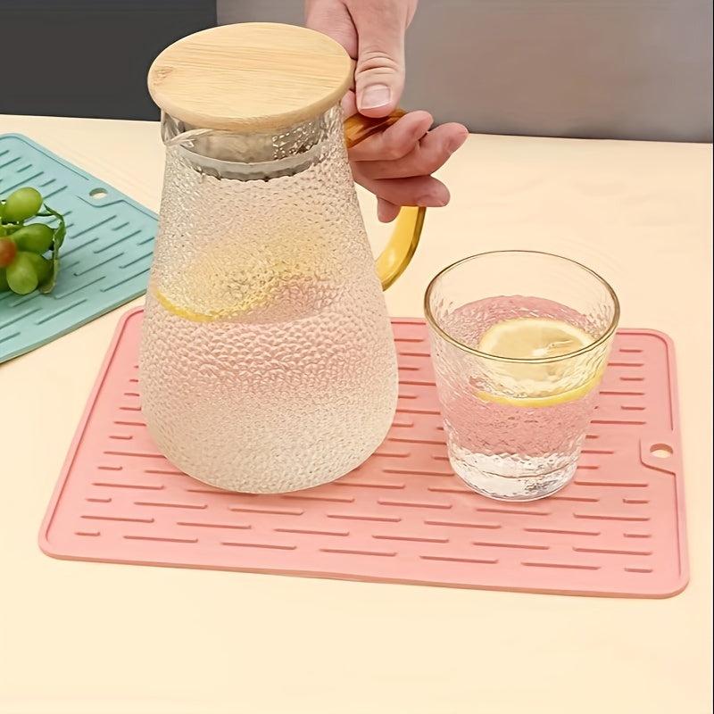 2pcs Dish Drying Pad Kitchen Countertop Absorbent Mat Soft Diatom Mud