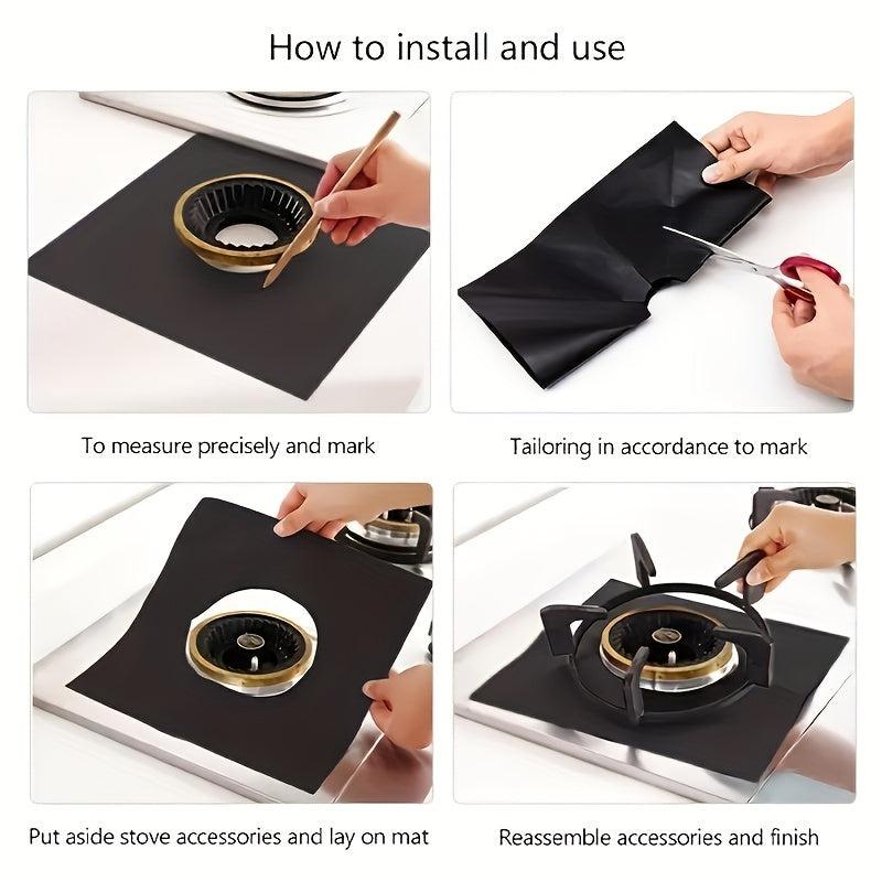4pcs 0.2mm Gas Stove Mat High Temp Safe Non-toxic