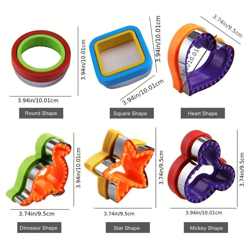 6pcs Sandwich Cutter And Sealer Set For Kids Lunch Bento Box