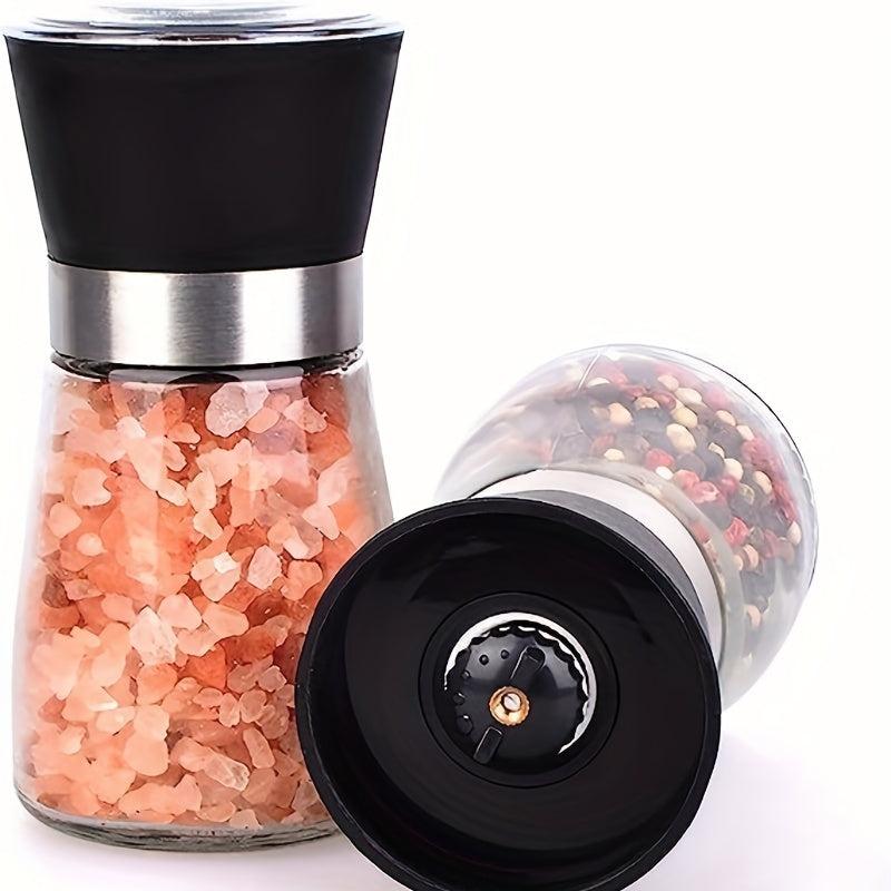 2pcs Reusable Glass Grinder for Pepper and Sea Salt