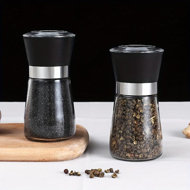 2pcs Reusable Glass Grinder for Pepper and Sea Salt