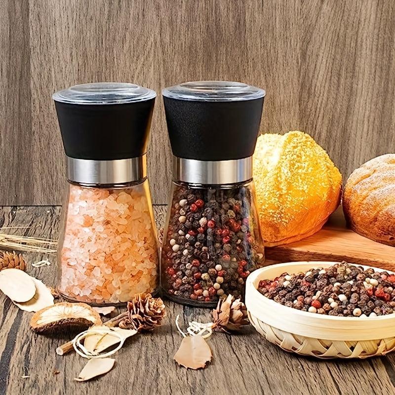 2pcs Reusable Glass Grinder for Pepper and Sea Salt
