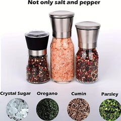 2pcs Reusable Glass Grinder for Pepper and Sea Salt