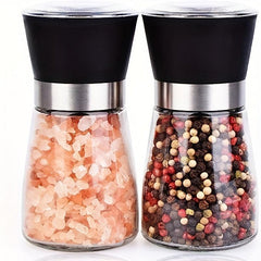 2pcs Reusable Glass Grinder for Pepper and Sea Salt