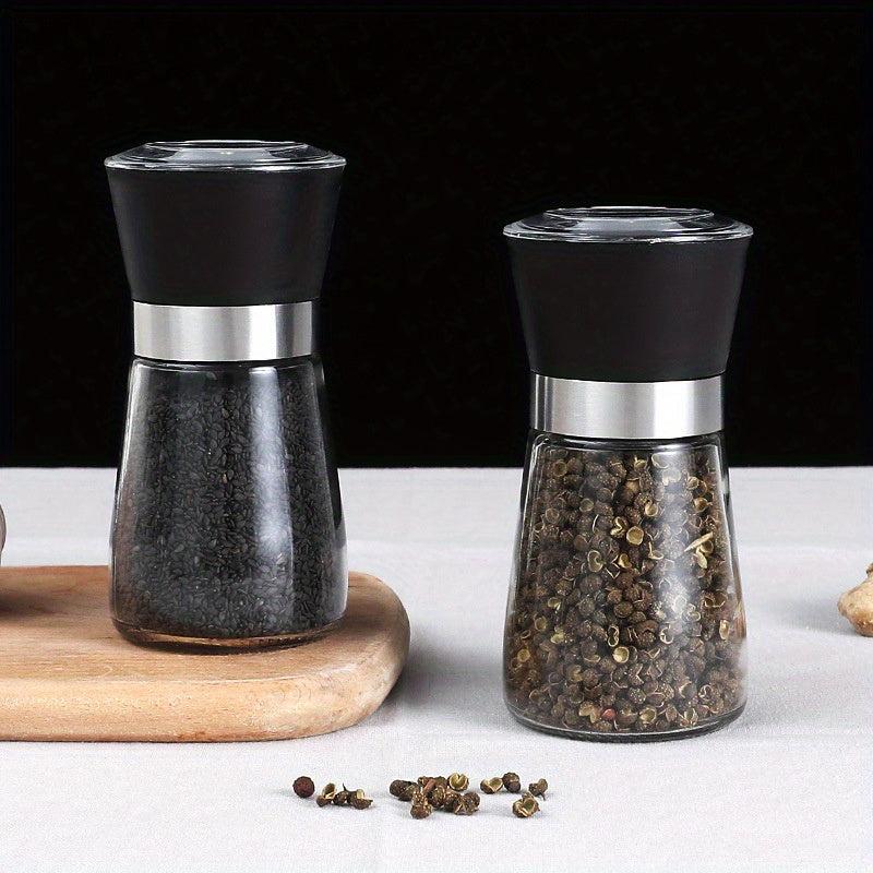 2pcs Reusable Glass Grinder for Pepper and Sea Salt