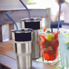 3pcs Stainless Steel Straw Set with Cleaning Brush Bubble Tea Coffee Beverage
