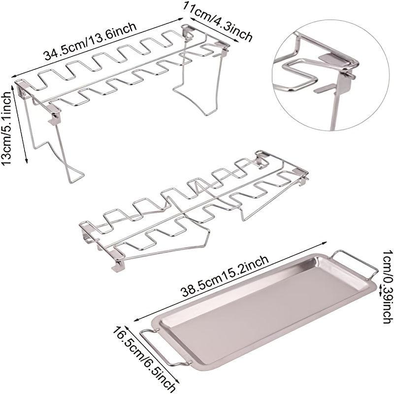 Grill Rack Chicken Wing Leg Rack Stainless Steel Foldable BBQ Rack