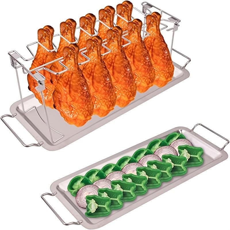 Grill Rack Chicken Wing Leg Rack Stainless Steel Foldable BBQ Rack