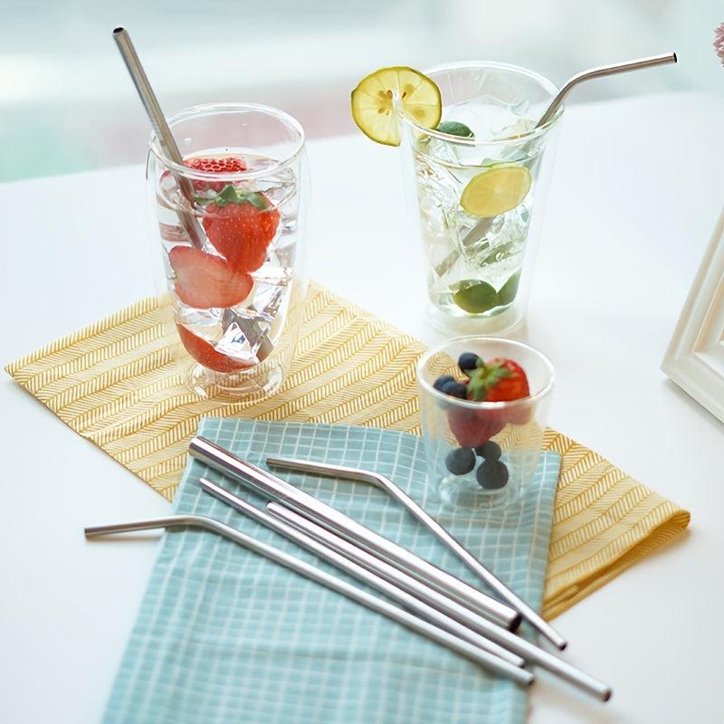 12pcs Stainless Steel Straw Set with Cleaning Brush