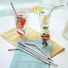 12pcs Stainless Steel Straw Set with Cleaning Brush