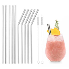 12pcs Stainless Steel Straw Set with Cleaning Brush
