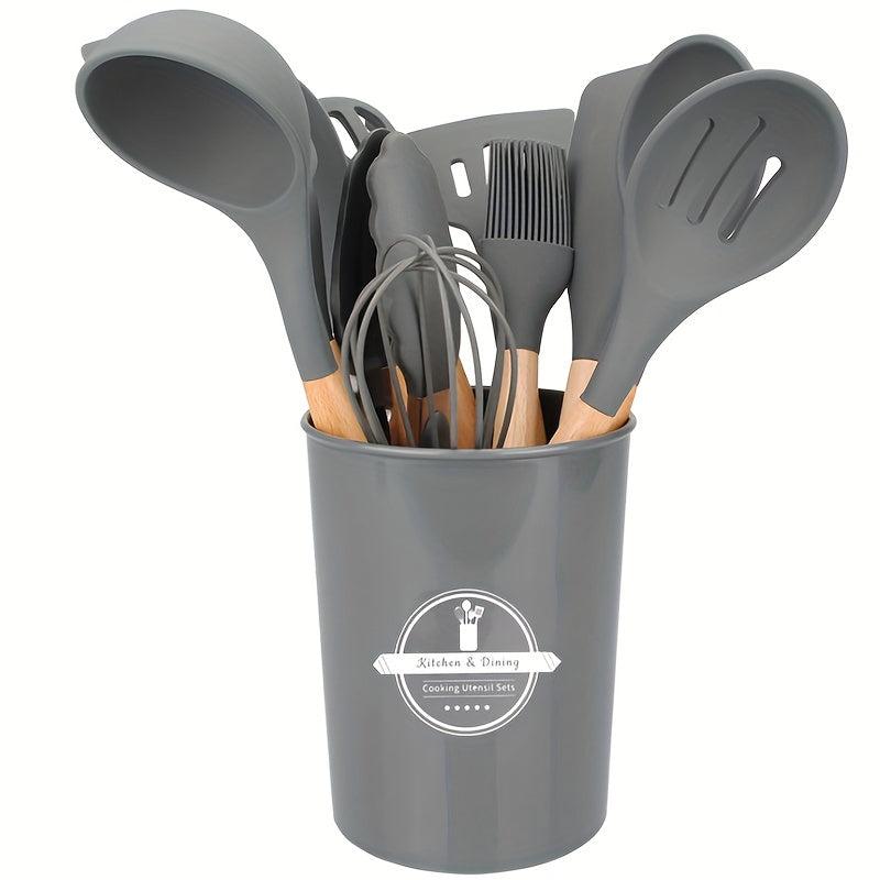12pcs Wooden Handle Silicone Kitchen Utensils Set