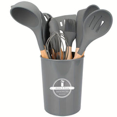 12pcs Wooden Handle Silicone Kitchen Utensils Set