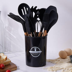 12pcs Wooden Handle Silicone Kitchen Utensils Set