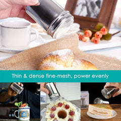 Powdered Sugar Shaker Cocoa Powder Mesh Shaker with 16 Coffee Stencils