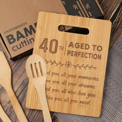 Engraved Bamboo Cutting Board - 40th Birthday Gift for Mom, Sister