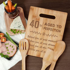 Engraved Bamboo Cutting Board - 40th Birthday Gift for Mom, Sister