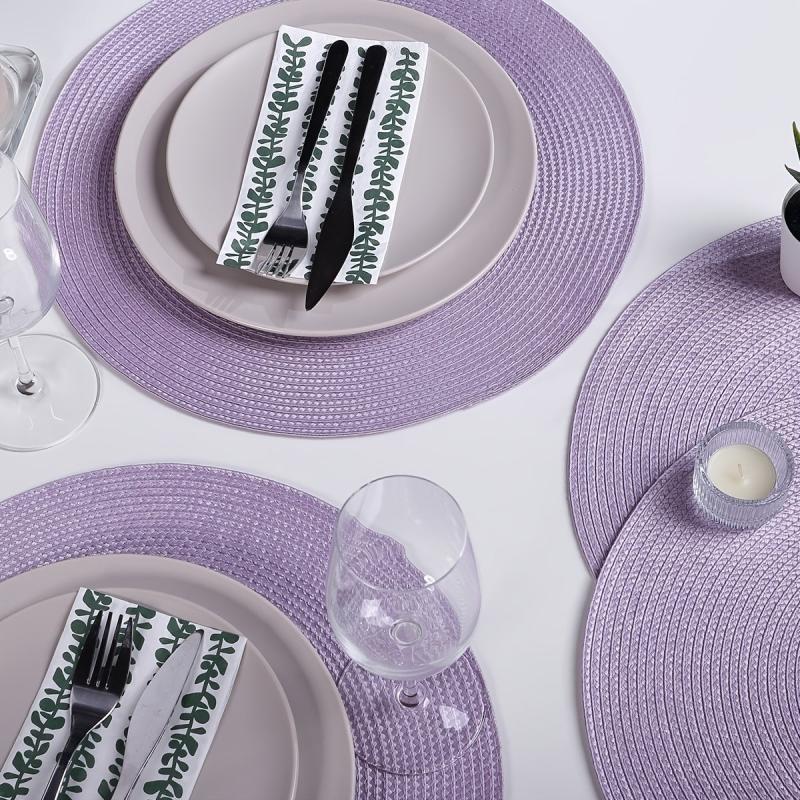 Round Braided Placemats Table Mats Woven Washable Non Slip Place Mats