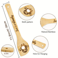 5pcs Sloth Wooden Cooking Spoons Set Bamboo Cookware Utensils Carved Gadget Kit