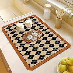 Fantasy Style Fabric Dish Drying Mat Diatom Mud Kitchen Drain Pad