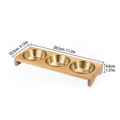 Golden Sauce Dish Set with Wooden Tray for Buffet & Hot Pot