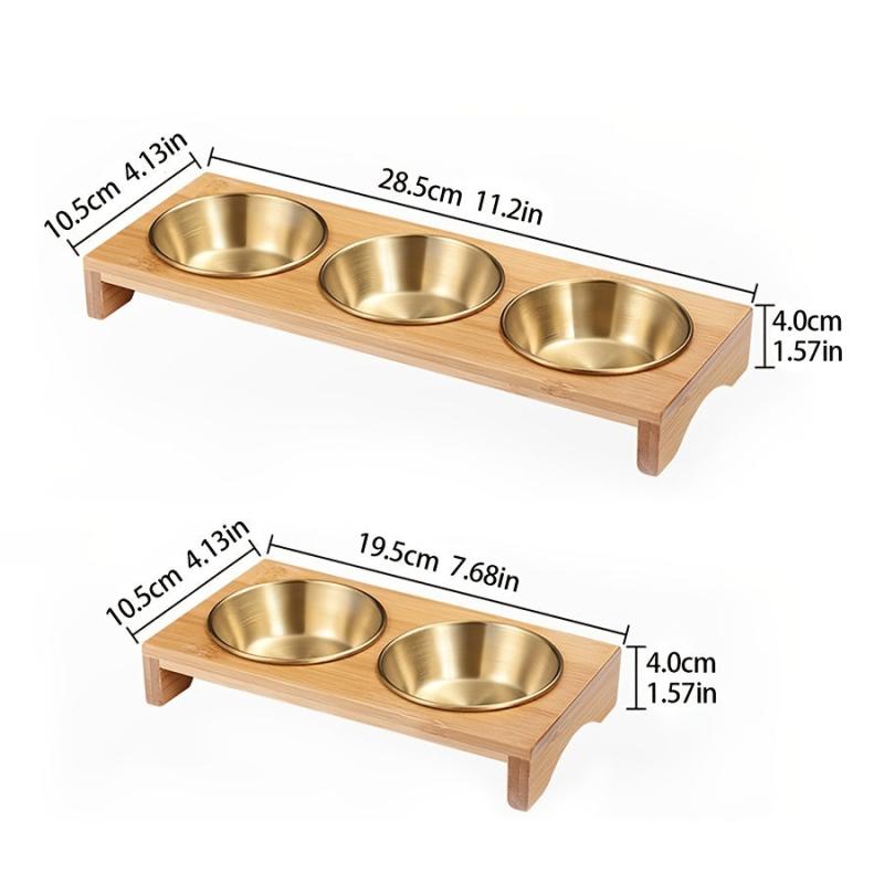 Golden Sauce Dish Set with Wooden Tray for Buffet & Hot Pot