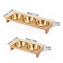 Golden Sauce Dish Set with Wooden Tray for Buffet & Hot Pot