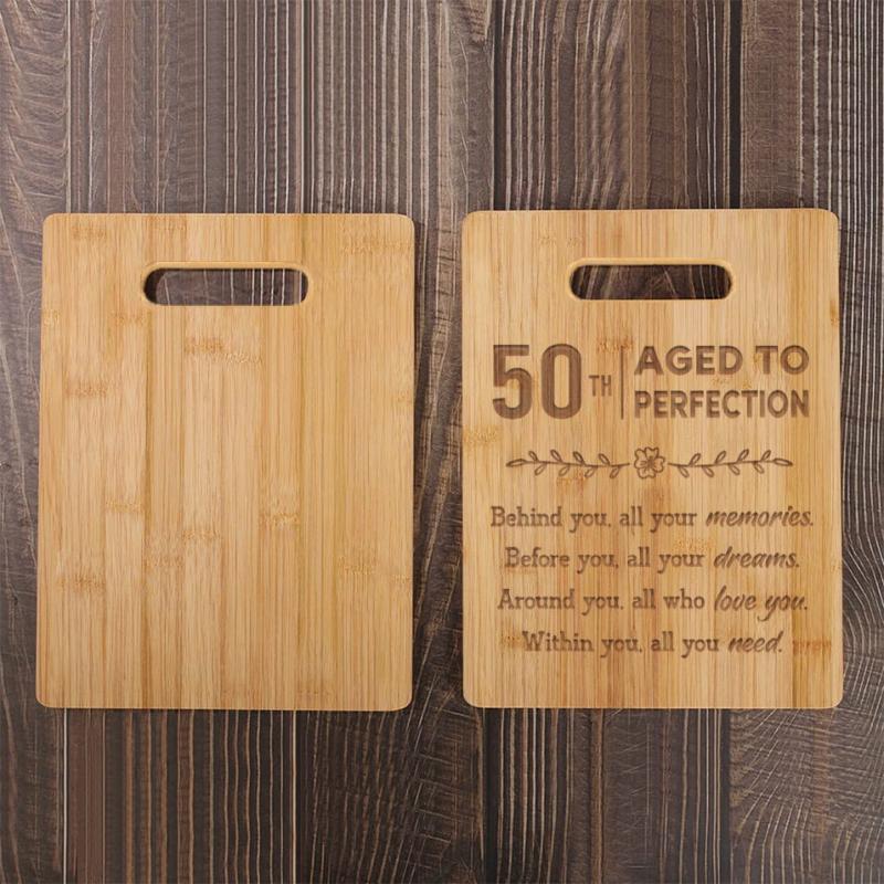 Personalized Bamboo Cutting Board with Warm Saying for 50th Birthday