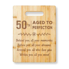 Personalized Bamboo Cutting Board with Warm Saying for 50th Birthday