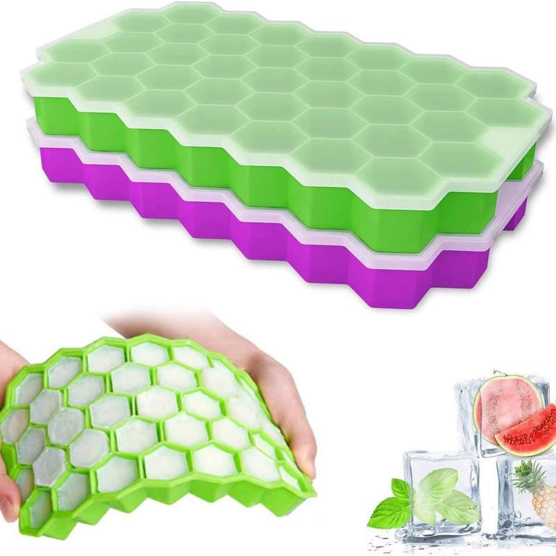Ice Cube Tray with Removable Lid BPA-free Silicone for Cocktails Whiskey