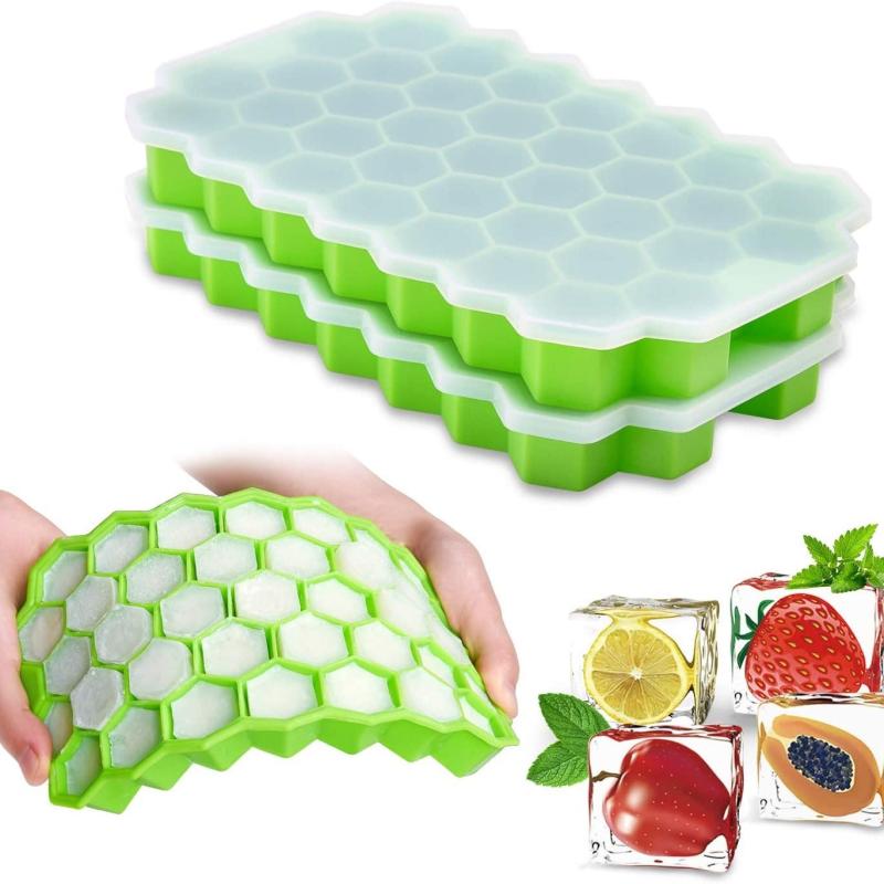 Ice Cube Tray with Removable Lid BPA-free Silicone for Cocktails Whiskey