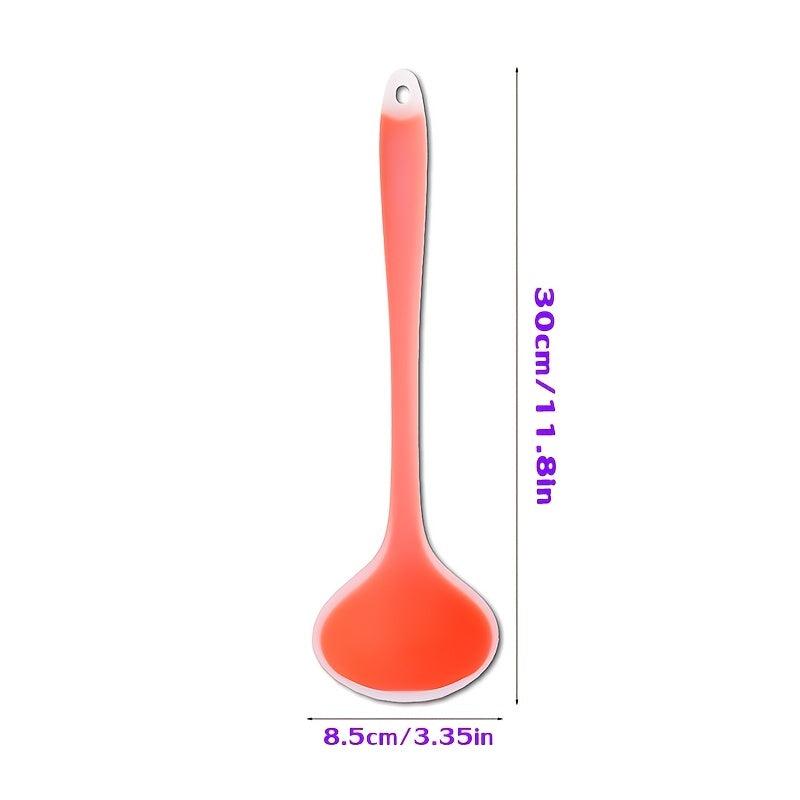 1pc Translucent Silicone Soup Spoon Kitchen Non Stick Cooking Spoon