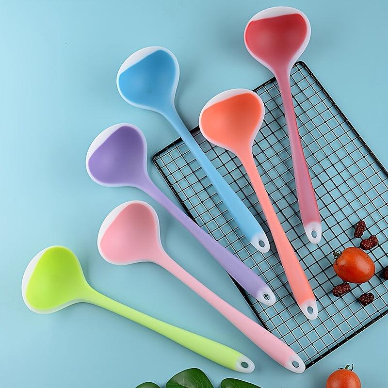 1pc Translucent Silicone Soup Spoon Kitchen Non Stick Cooking Spoon