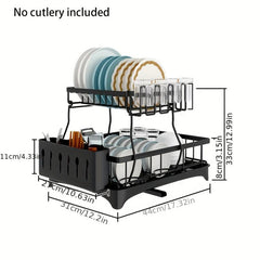 2 Tier Dish Drying Rack Stainless Steel with Swivel Spout