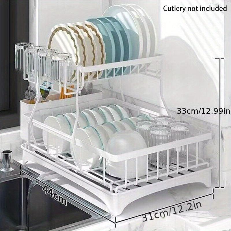 2 Tier Dish Drying Rack Stainless Steel with Swivel Spout