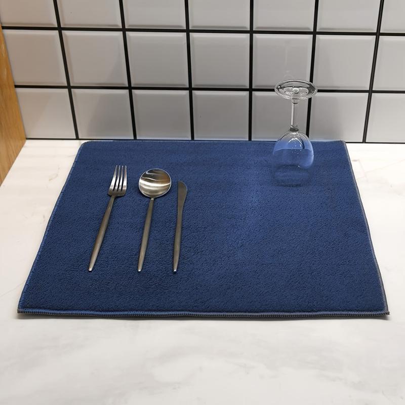 Dish Drying Mat Polyester Absorbent Fast Drying Pad for Countertop